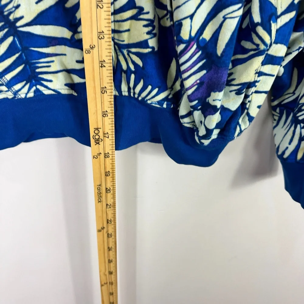 Polo Ralph Lauren Hoodie‎ M Blue Tropical Floral Zip Up Y2K Preppy Surf Resort